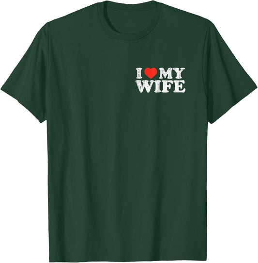 I Heart Love My Wife Retro Vintage Funny Cool Husband Women T-Shirt - T-Shirt | Forest