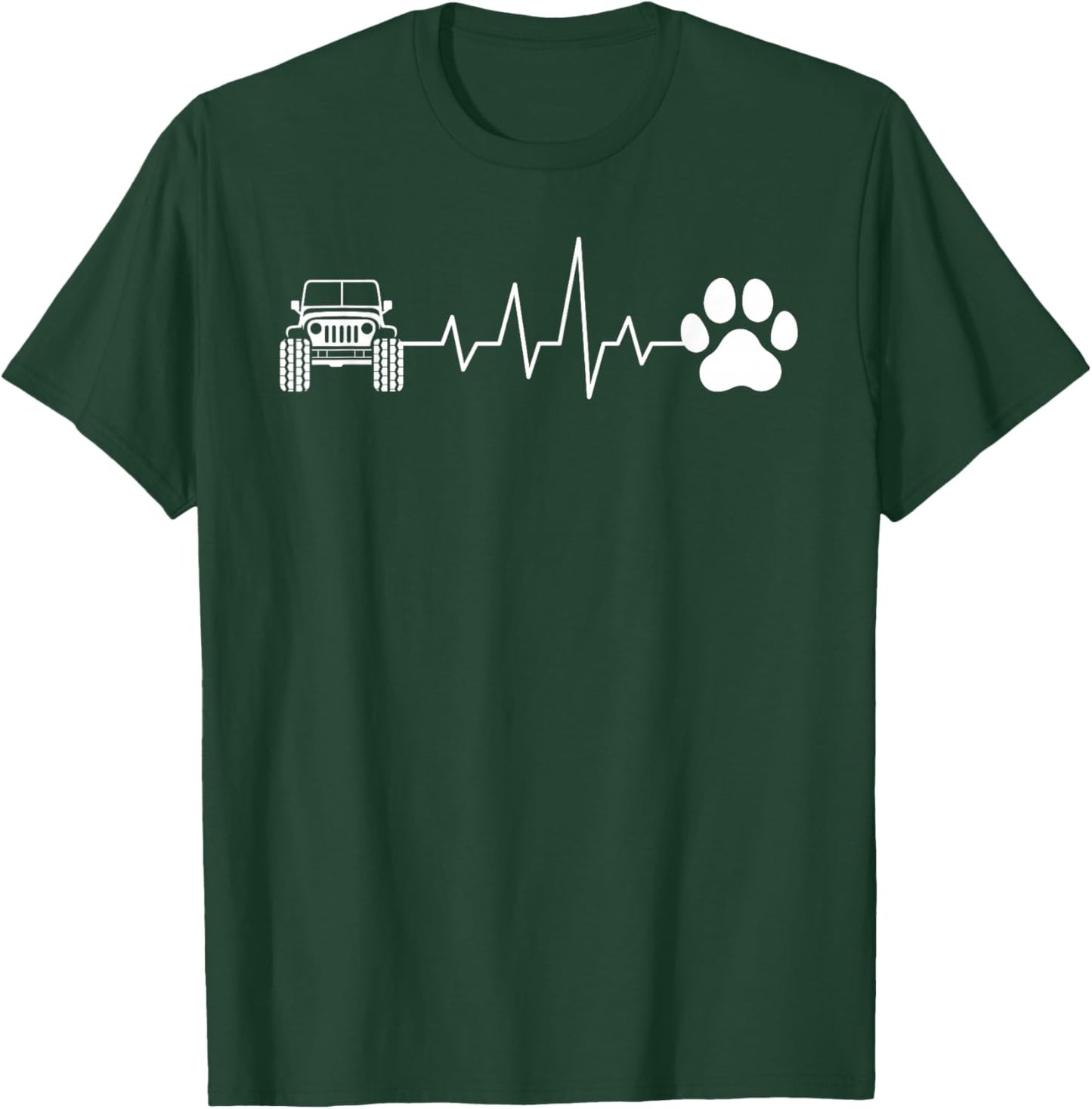 4x4 Off Road Driving Paw Heartbeat Cat Dog Lover Offroading T-Shirt - T-Shirt | Forest