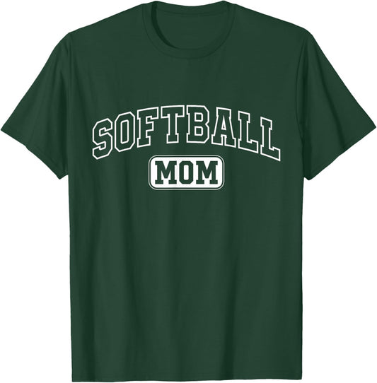 Softball Mom Funny Athletic Lettering Mothers Day Mama Coach T-Shirt - T-Shirt | Forest