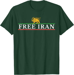Persian Flag Lion and Sun Free Iran T-Shirt - T-Shirt | Forest