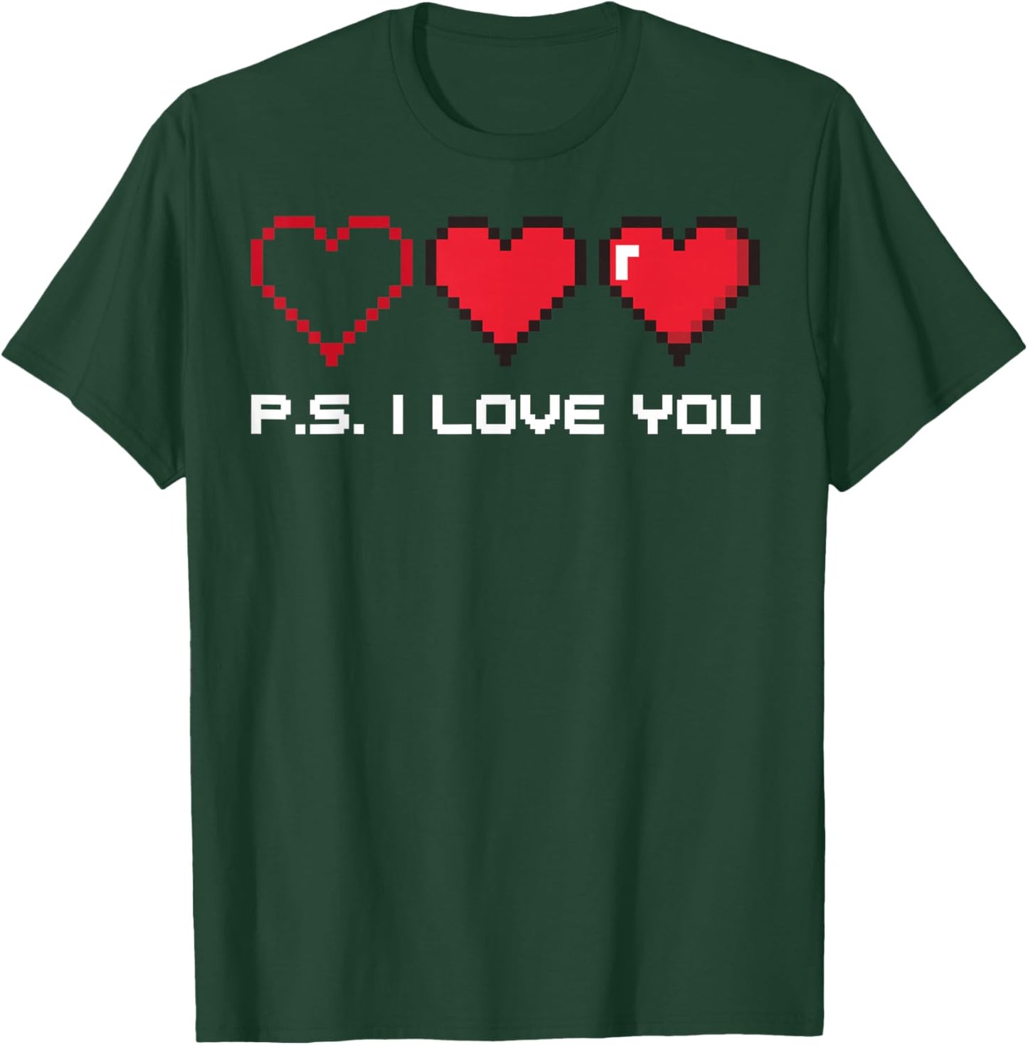 PS I Love You Day Valentine's Day Pixel Purple Heart Kids T-Shirt - T-Shirt | Forest
