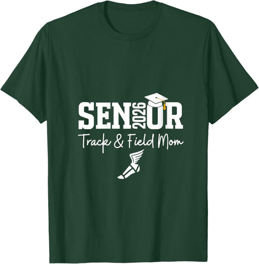 Women's Track & Field Senior Mom Class of 2026 Graduation 26 V-Neck T-Shirt - T-Shirt | Forest