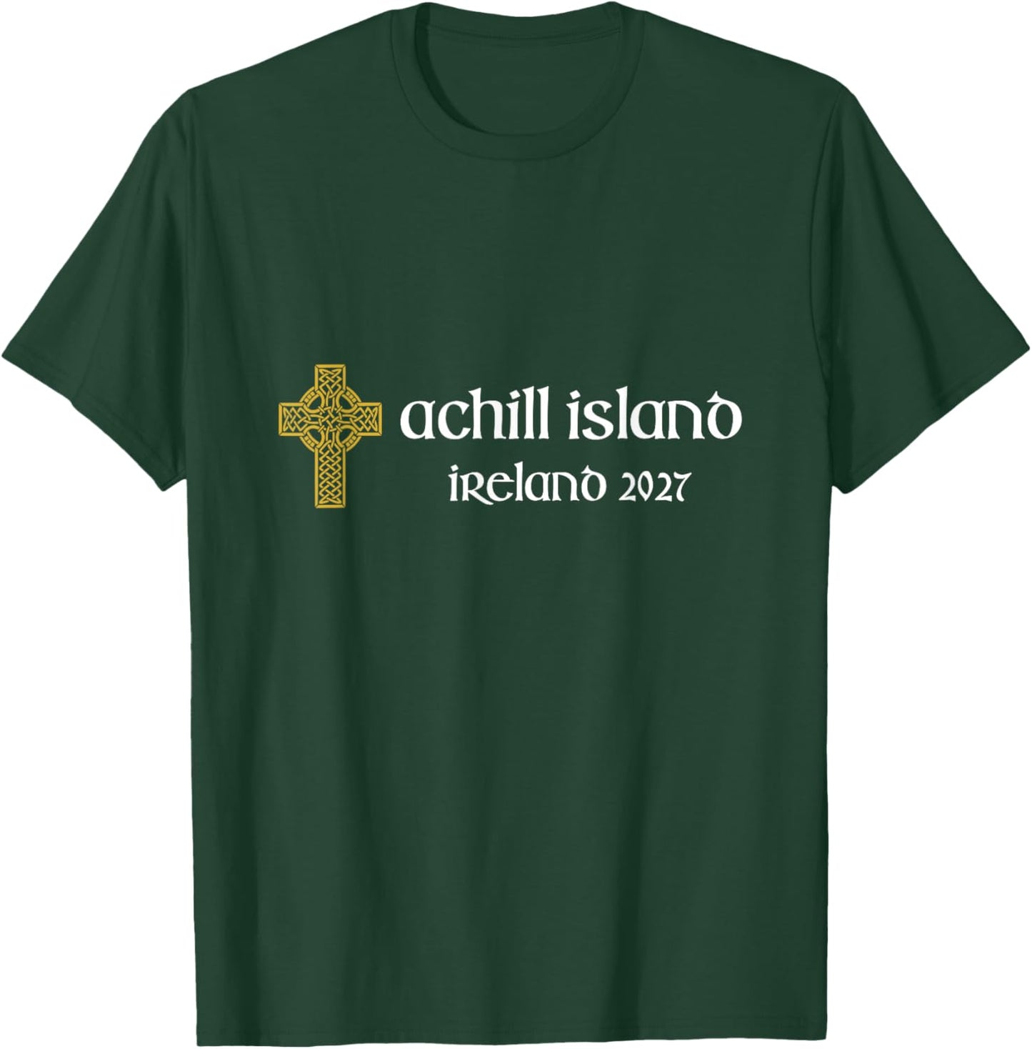 Achill Island Mayo Ireland 2027 Celtic Cross T-Shirt - T-Shirt | Forest