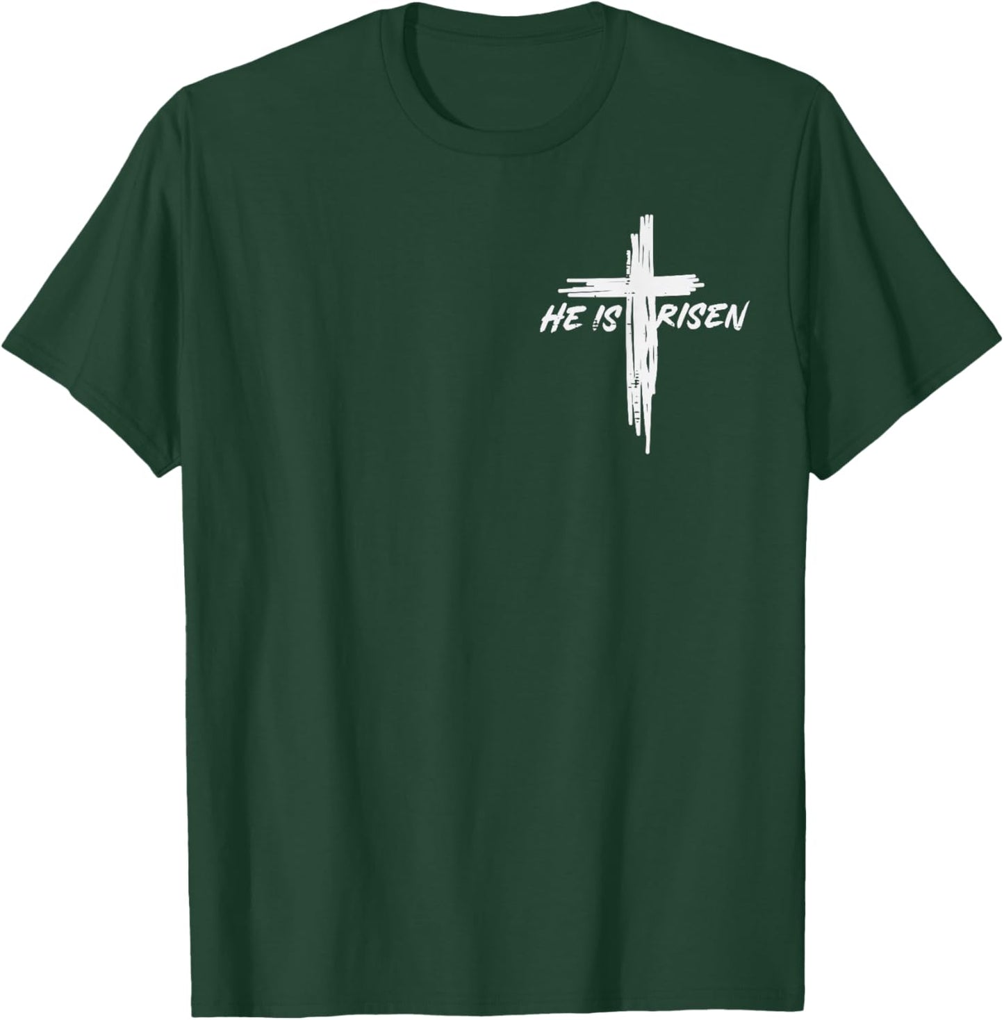 Easter He is Risen Cross Pocket Christian Men Women Kids T-Shirt - T-Shirt | Forest