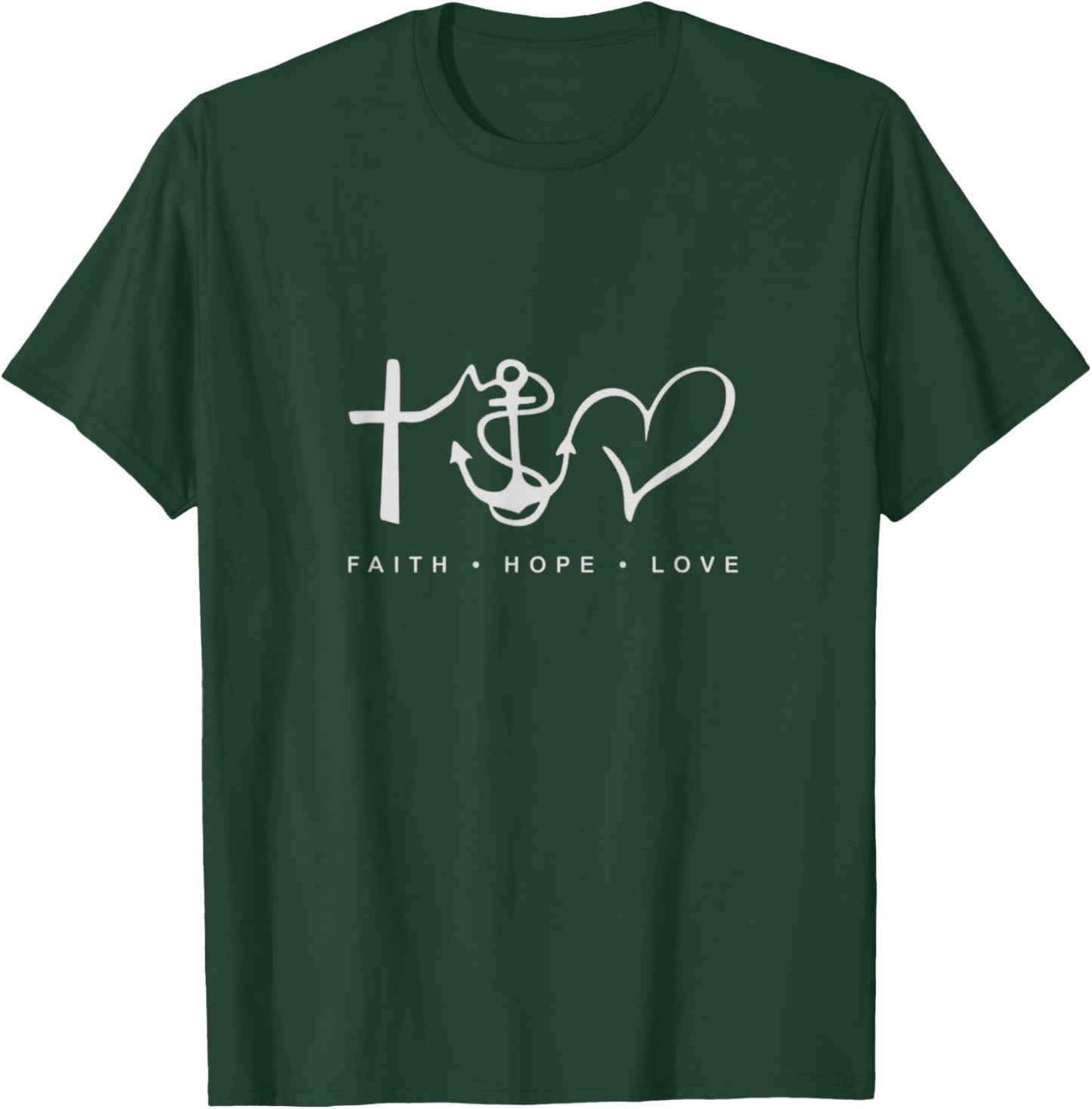 Collection Faith Hope Love Minimalist Design Anchor Heart T-Shirt - T-Shirt | Forest