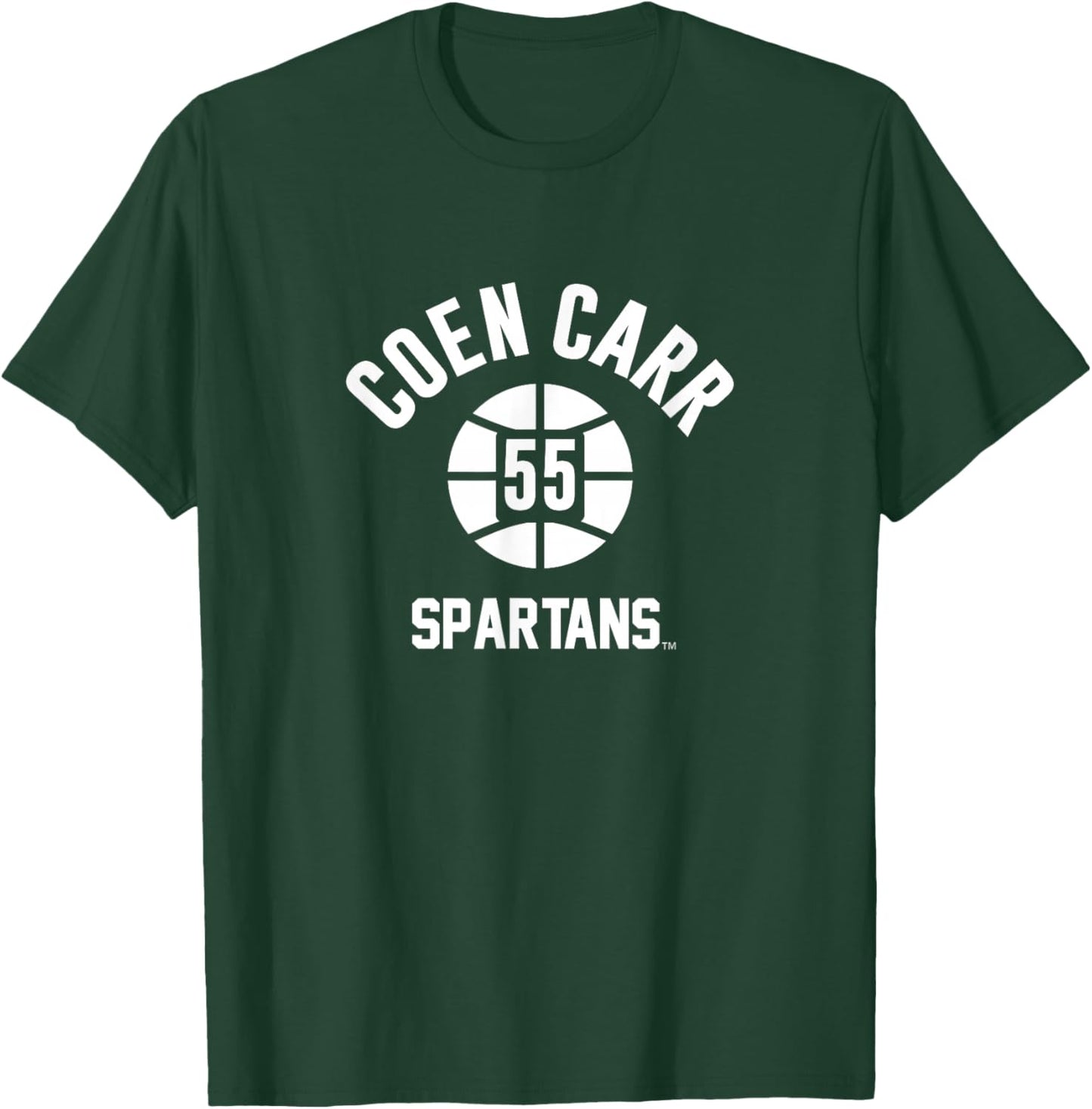 Michigan State Basketball: Coen Carr Name Number Ball T-Shirt - T-Shirt | Forest