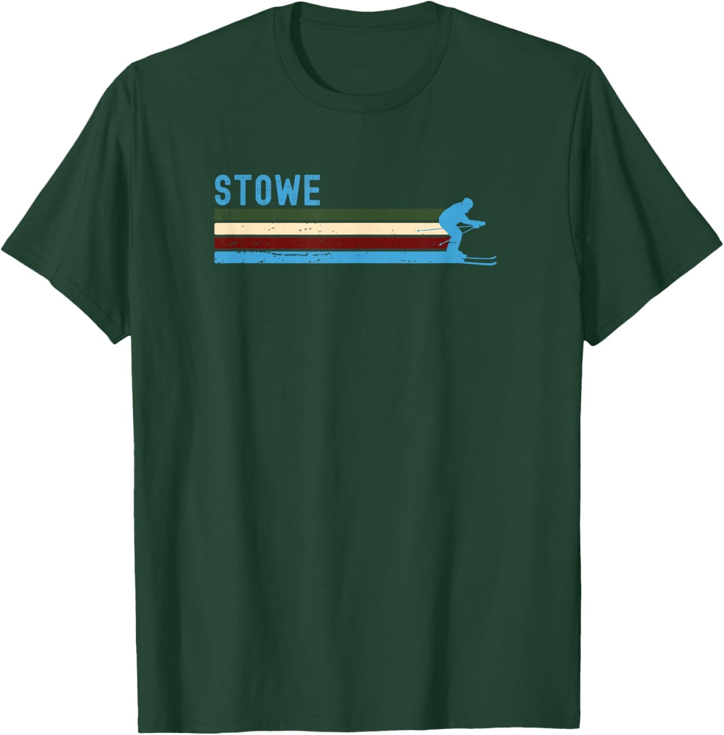 Stowe Vermont Retro Ski Mountain Vacation T-Shirt - T-Shirt | Forest