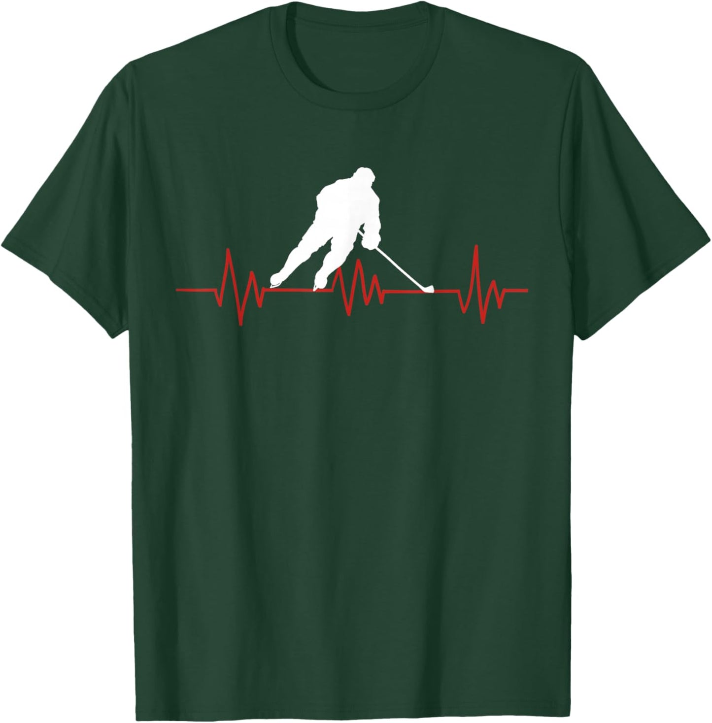 Ice Hoceky EKG Hockey Heartbeat T-Shirt - T-Shirt | Forest