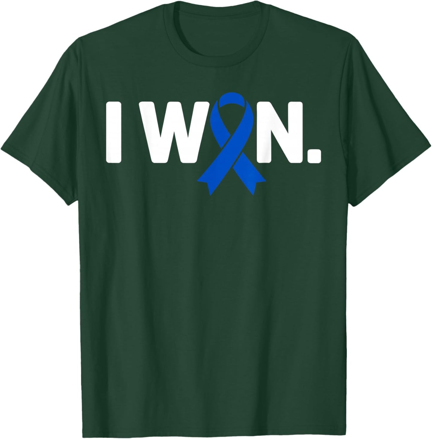I Won Survivor Colorectal Colon Cancer Awareness Blue Ribbon T-Shirt - T-Shirt | Forest