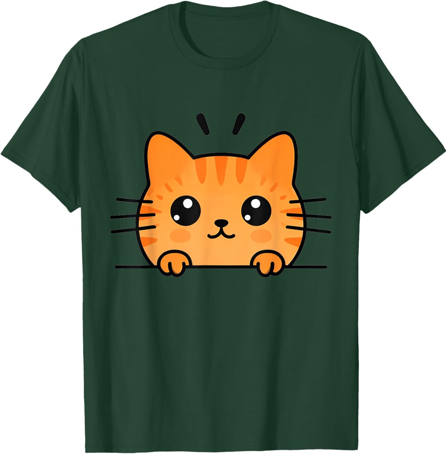 Cute Orange Kitty Cat Peeking Over at You Ginger Cat Lover T-Shirt - T-Shirt | Forest