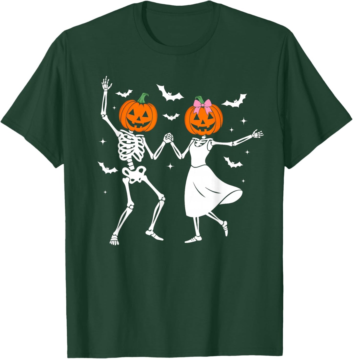 Dancing Skeleton Pumpkin Retro Halloween Costume for Couples T-Shirt - T-Shirt | Forest