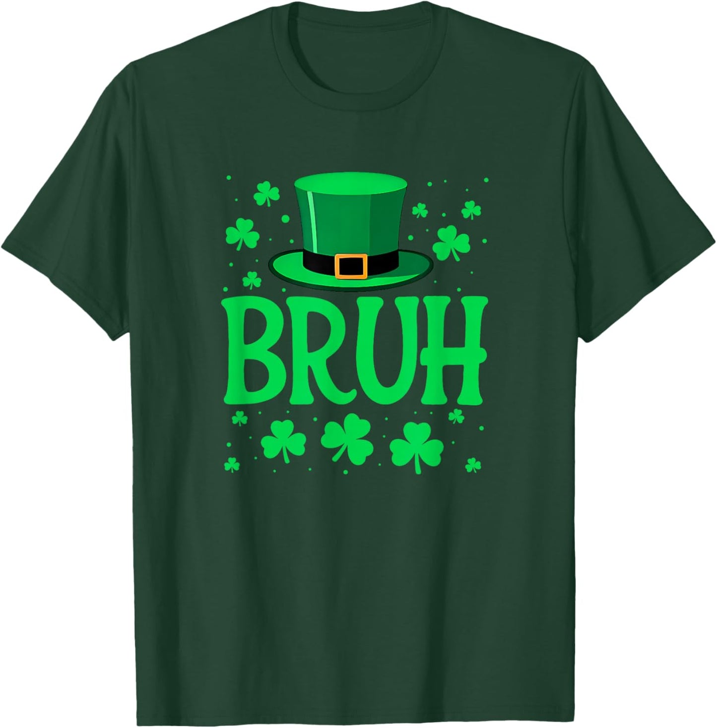 Bruh St Patricks Day Shamrock Saint Paddys Boys Teens Kids T-Shirt - T-Shirt | Forest