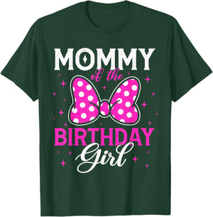 Mommy of The Birthday Girl Cute Pink Bow Family Matching T-Shirt - T-Shirt | Forest