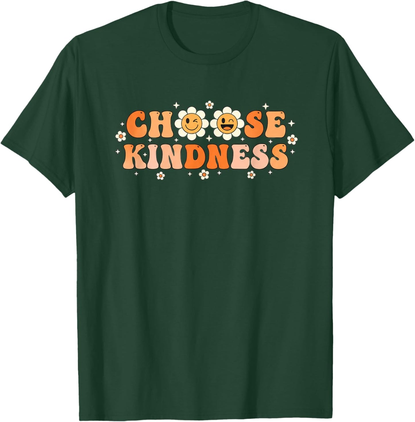 Choose Kindness Retro Daisy Wellness Graphic Motiv T-Shirt - T-Shirt | Forest