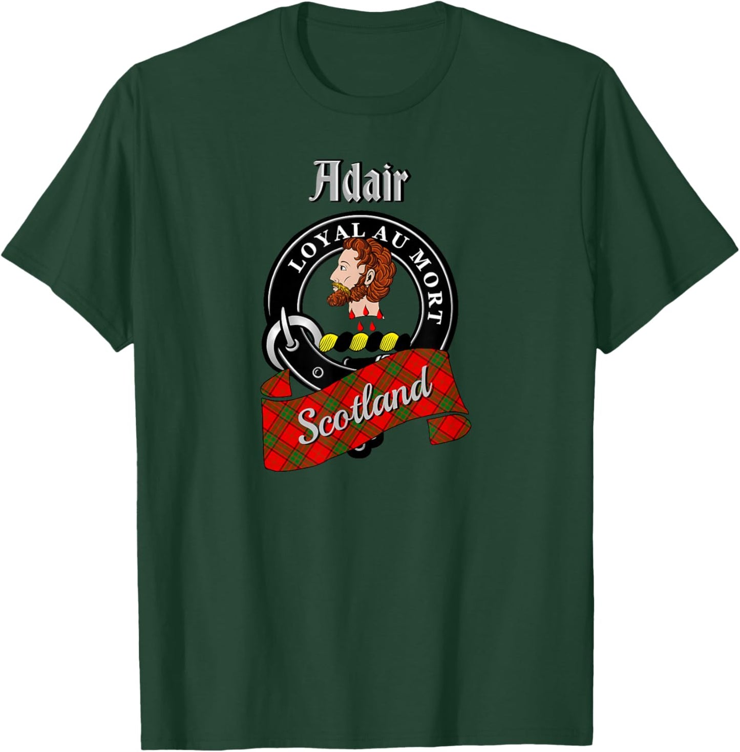Adair Scottish Clan Badge & Tartan T-Shirt - T-Shirt | Forest