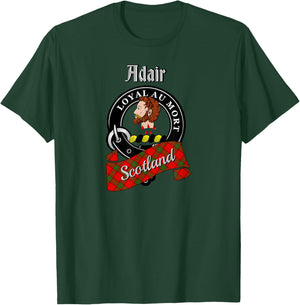Adair Scottish Clan Badge & Tartan T-Shirt - T-Shirt | Forest