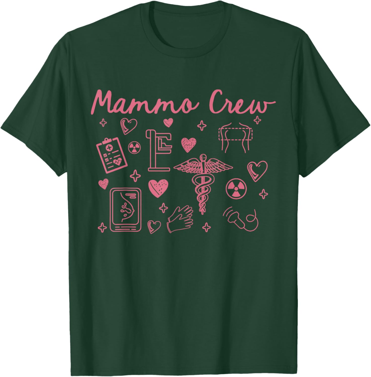 Retro Mammo Crew Radiology Valentines Mammo Technologist T-Shirt - T-Shirt | Forest