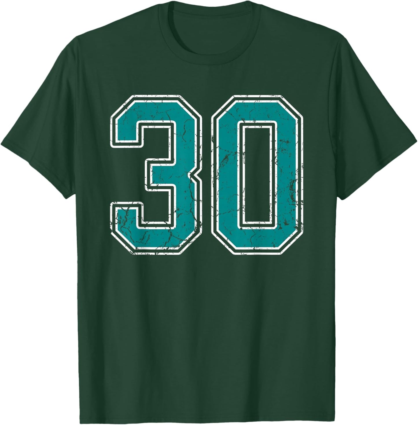 Teal and White Number 30 Jersey Player Uniform #30 Fan T-Shirt - T-Shirt | Forest
