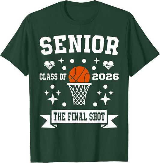 Senior Basketball Class of 2026 Crew Basketball Senior Night T-Shirt - T-Shirt | Forest