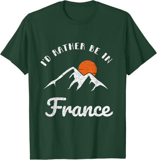 I'd Rather Be in France Vintage Retro France T-Shirt - T-Shirt | Forest