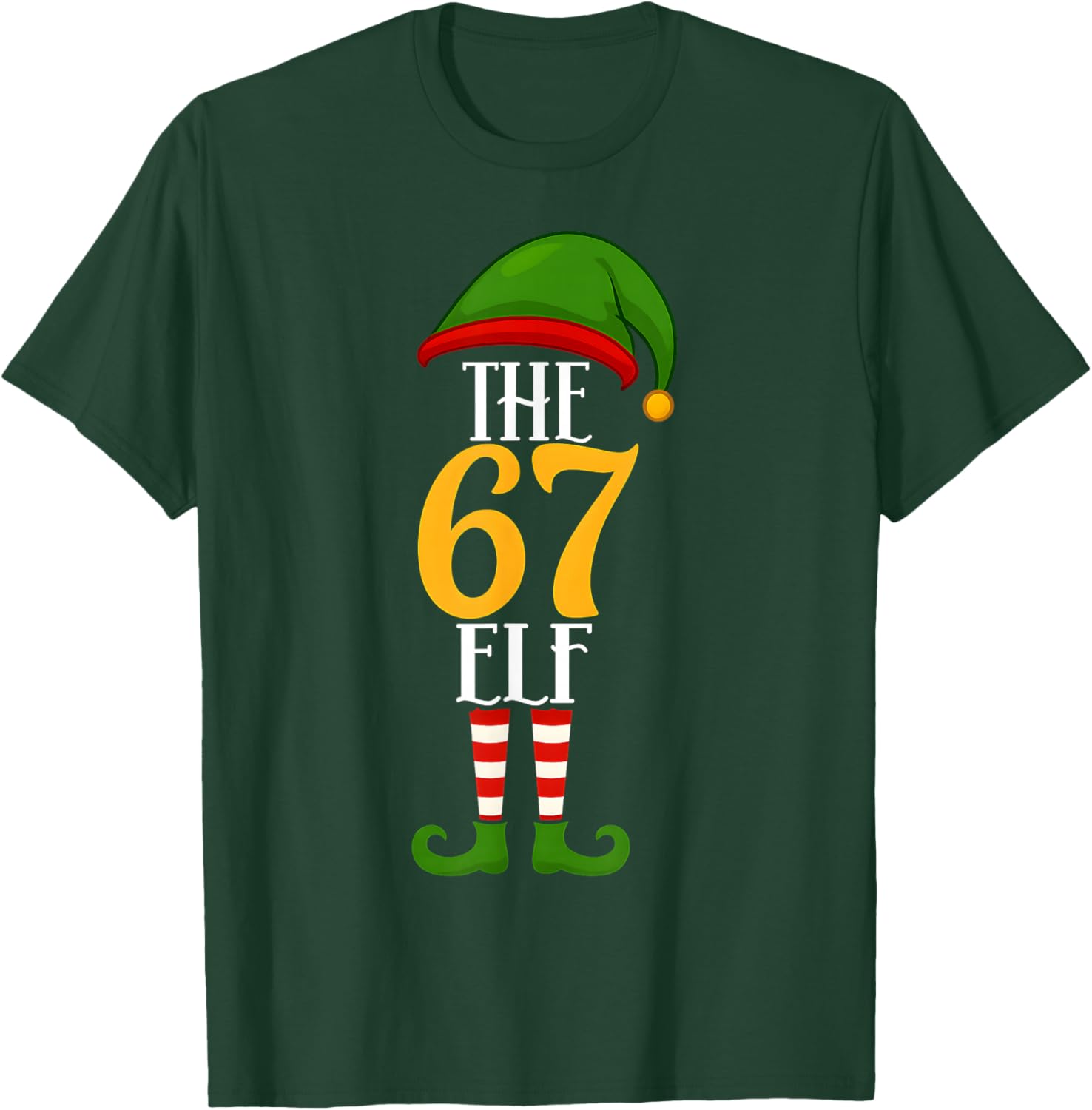67 Christmas Elf Funny Six Seven Meme Boys Kids Matching T-Shirt - T-Shirt | Forest