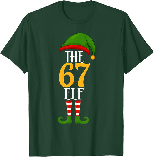67 Christmas Elf Funny Six Seven Meme Boys Kids Matching T-Shirt - T-Shirt | Forest