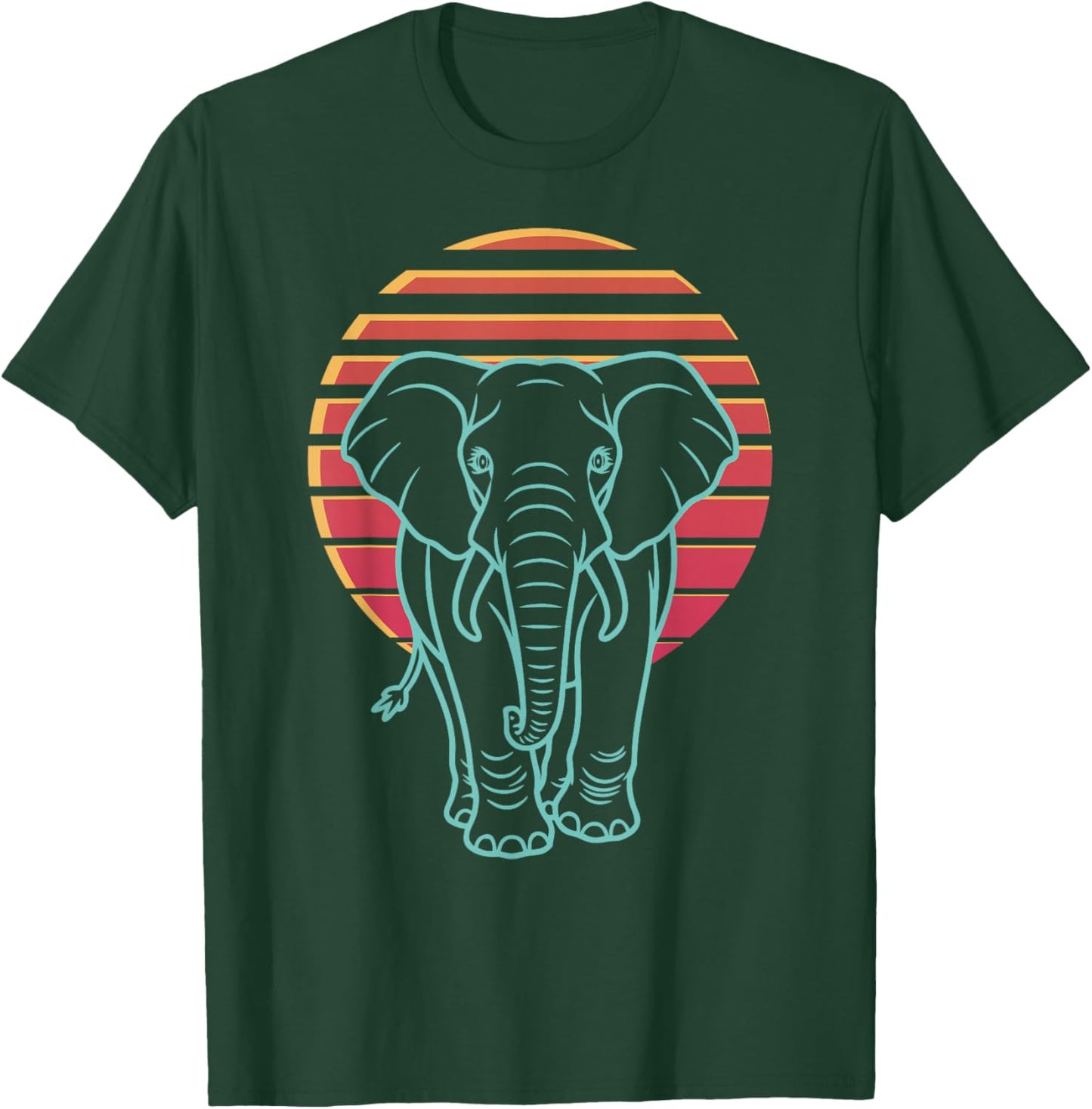 Elephant Lover Animal Retro Synthwave 80s T-Shirt - T-Shirt | Forest