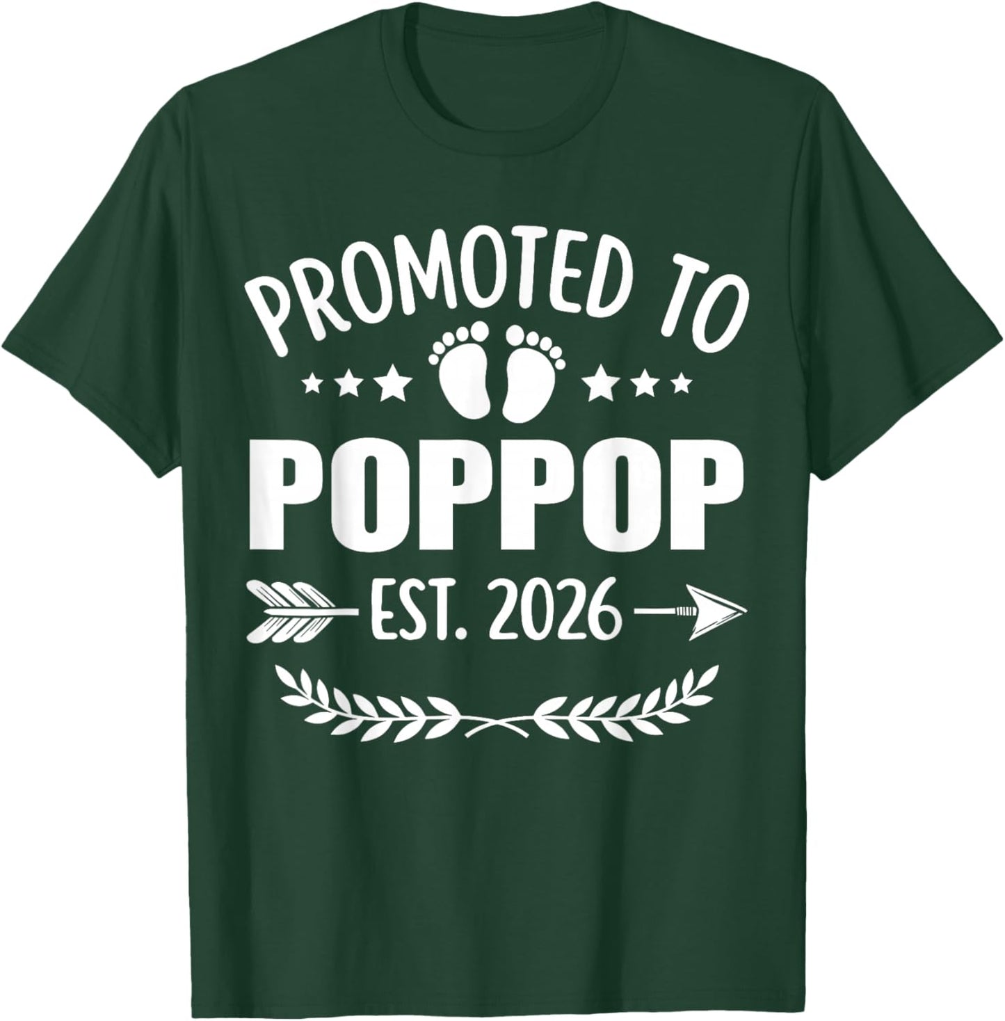 Promoted to Poppop Est 2026 Grandpa Pregnancy Announcement T-Shirt - T-Shirt | Forest