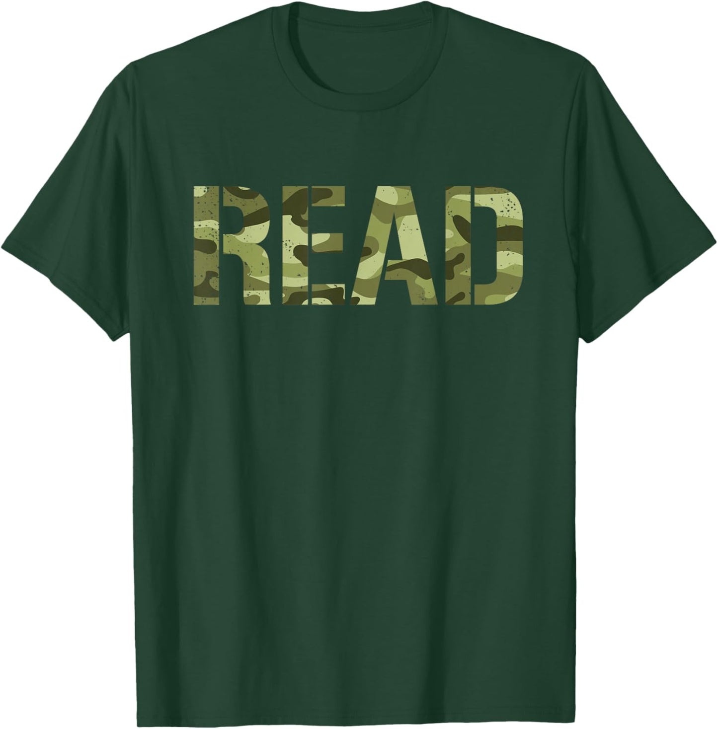 Camo Read Teacher Boys Retro Vintage Camouflage Reading T-Shirt - T-Shirt | Forest
