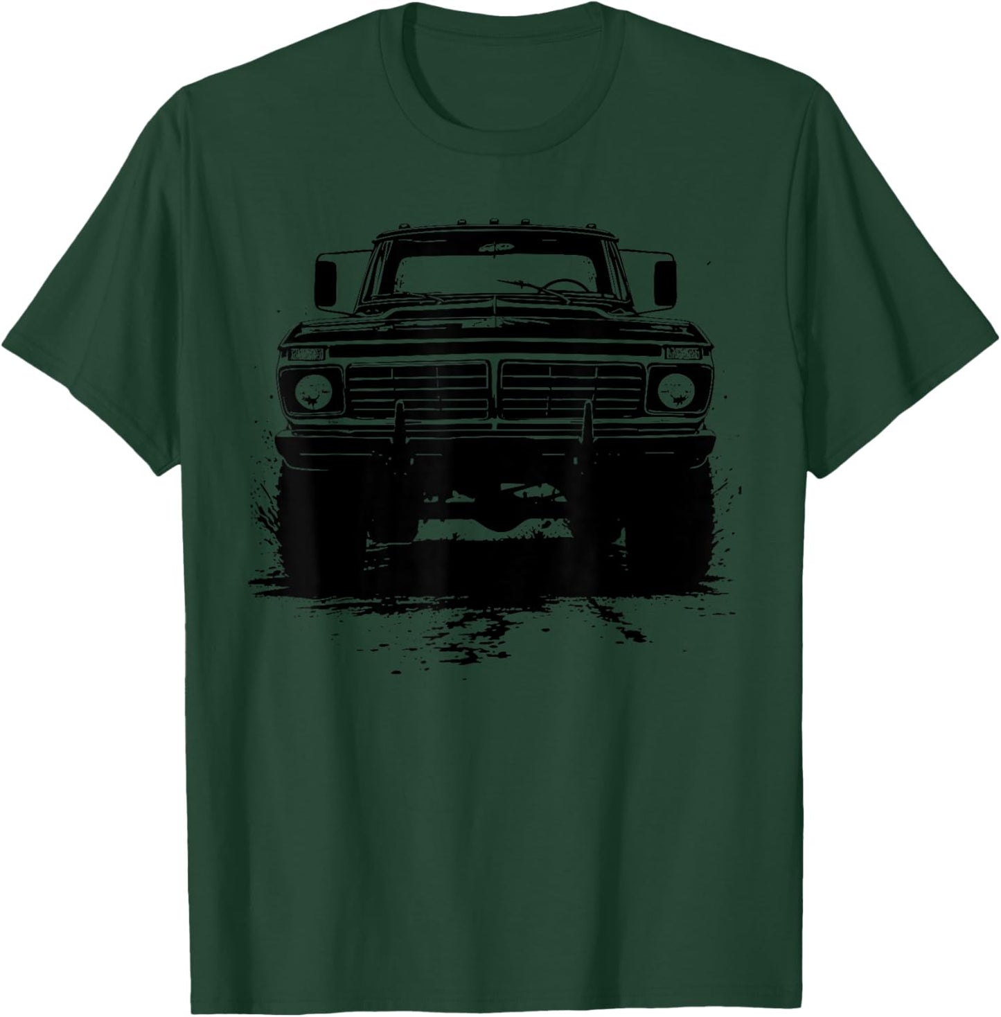 1975 Dentside Truck 4x4 Highboy Front Grill Silhouette T-Shirt - T-Shirt | Forest