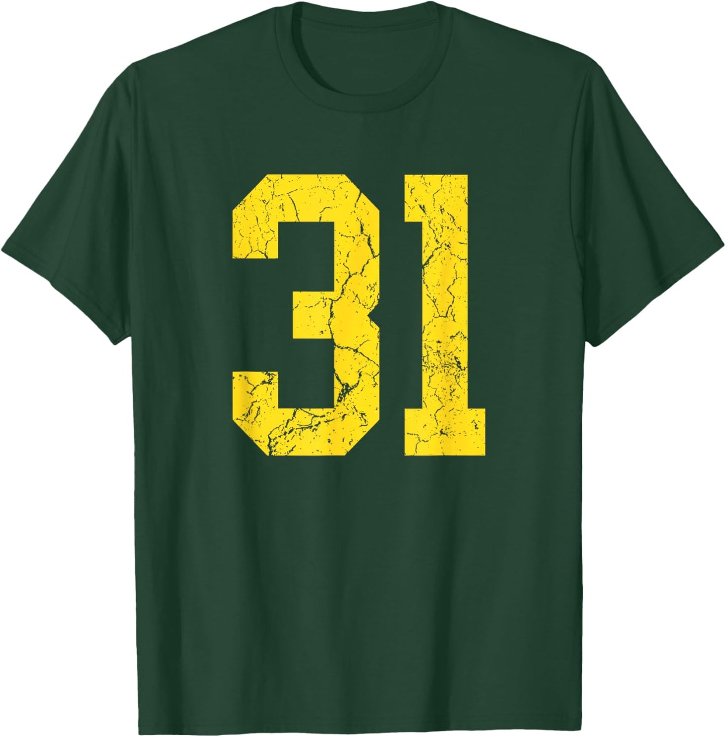 Distressed Bright Gold Number 31 Jersey Player Uniform #31 T-Shirt - T-Shirt | Forest