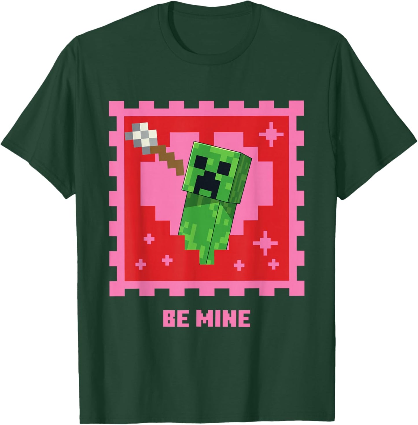Minecraft Creeper Be Mine Valentine's Day T-Shirt - T-Shirt | Forest