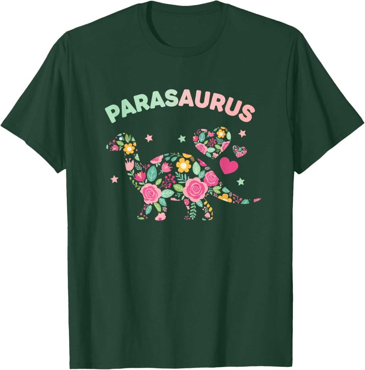 Mythical & Prehistoric Parasaurus Floral Paraeducator Dino T-Shirt - T-Shirt | Forest