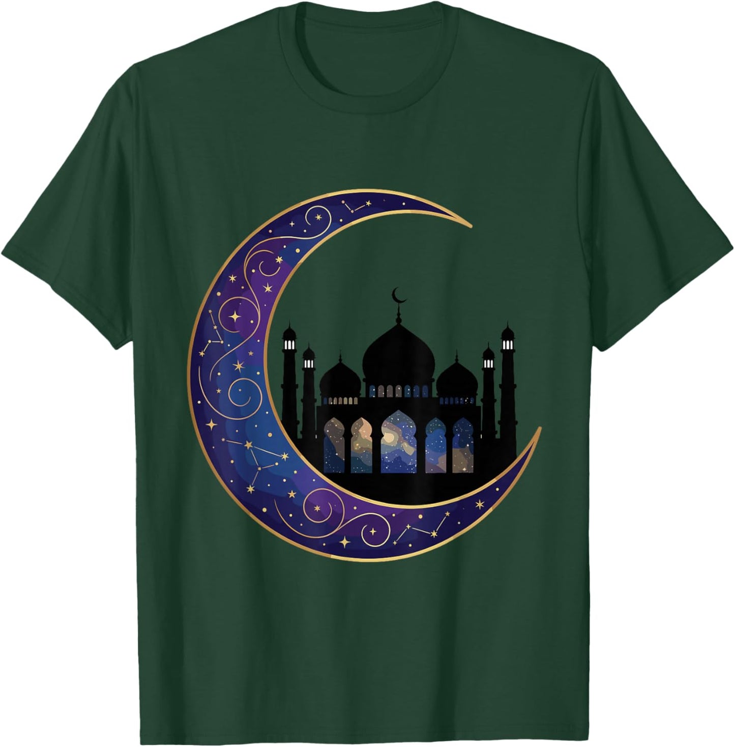 Crescent Moon with Islamic Mosque for Muslims and Ramadan T-Shirt - T-Shirt | Forest