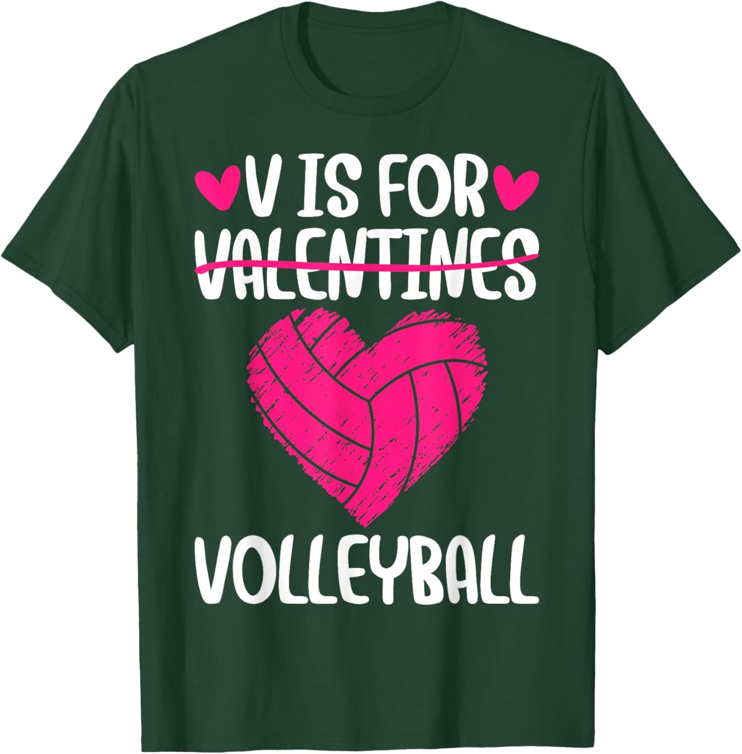V is for Volleyball Valentine Couple Valentine Day T-Shirt - T-Shirt | Forest