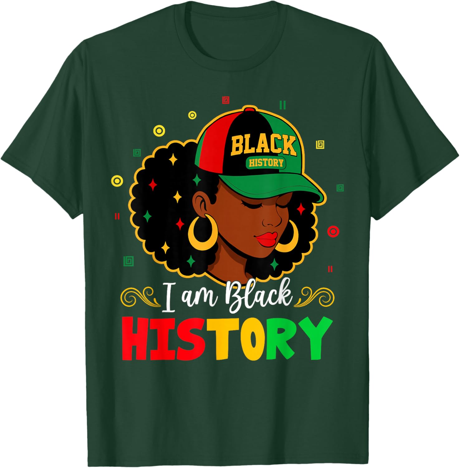 I Am Black History Month Black Melanin Women Kids Girls T-Shirt - T-Shirt | Forest