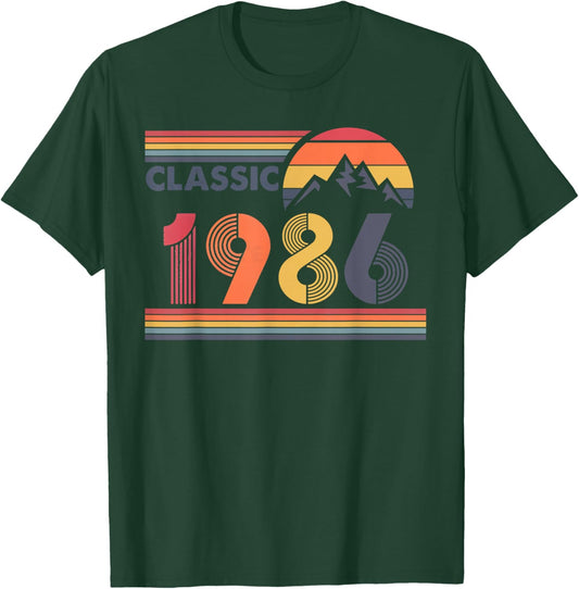 40 Year Old Gifts Men Vintage Classic Car 1986 40th Birthday T-Shirt - T-Shirt | Forest