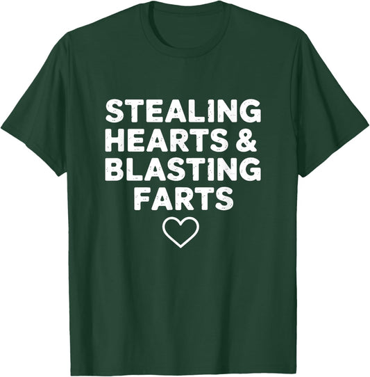 Stealing Hearts Blasting Farts Funny Rainbow Valentine T-Shirt - T-Shirt | Forest