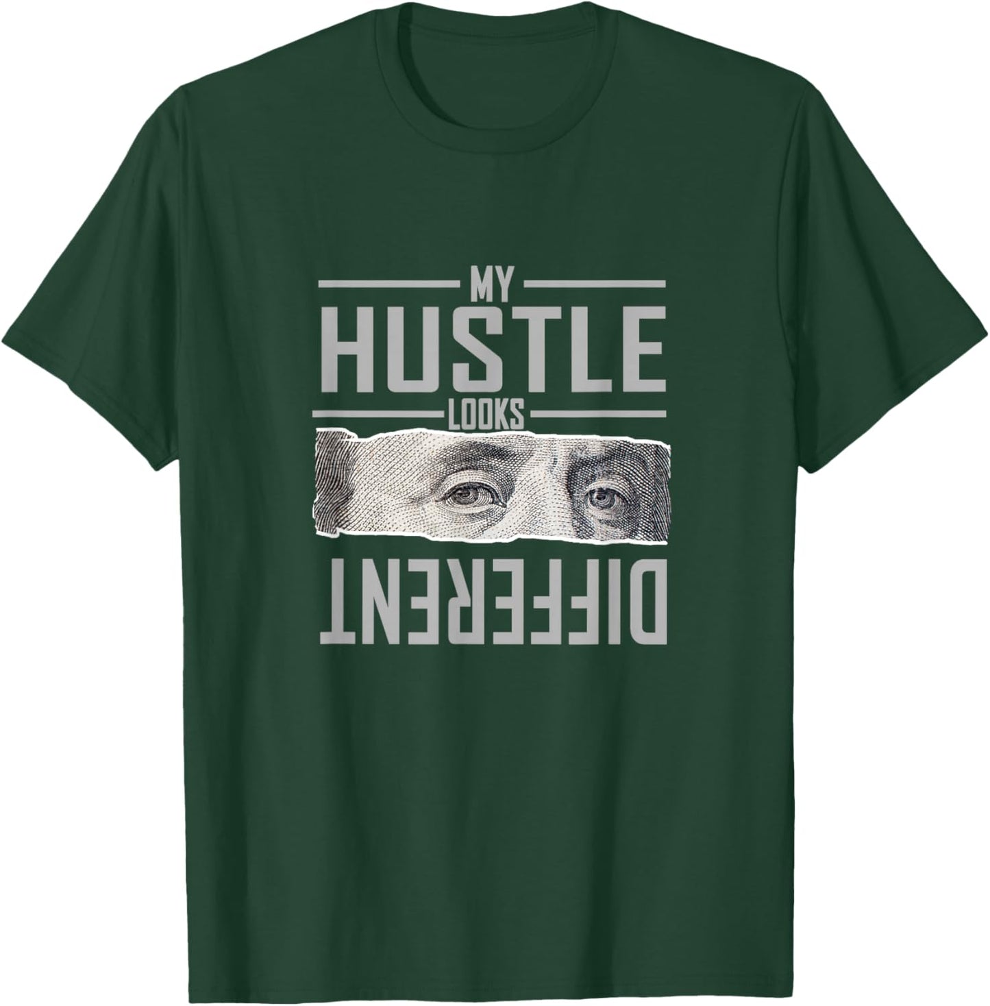 Grey My Hustle Look Different Monochrome Color Graphic T-Shirt - T-Shirt | Forest