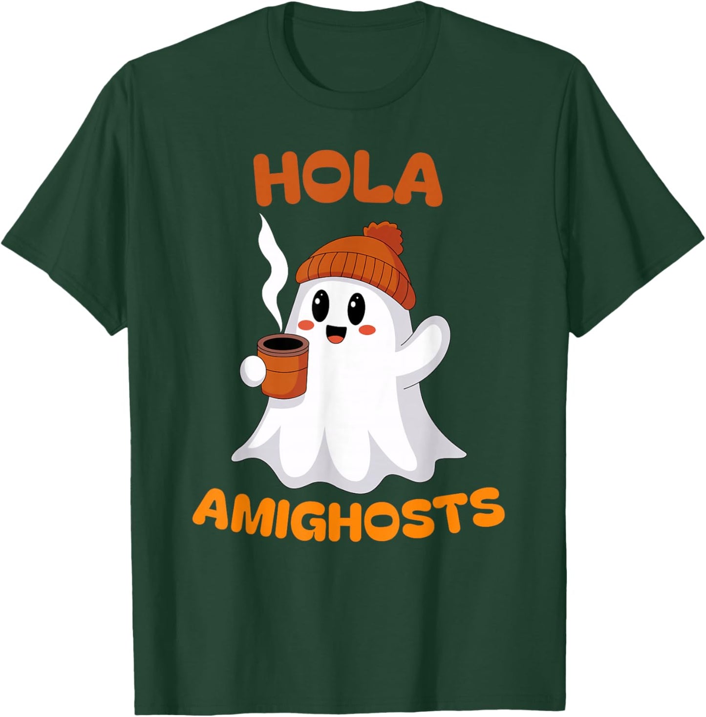 Hola Amighosts Funny Spanish Pun Language Ghost Halloween T-Shirt - T-Shirt | Forest