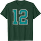 Teal and White Number 12 Jersey Player Uniform #12 Fan T-Shirt - T-Shirt | Forest