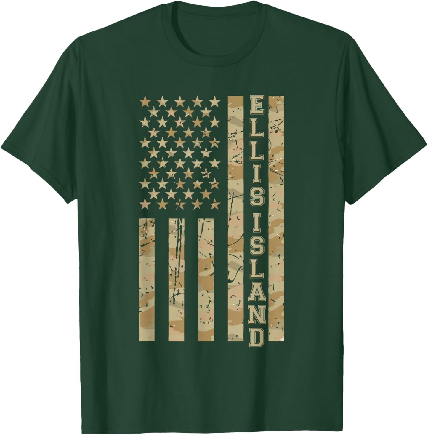Ellis Island Historic Site Immigrant Desert Camo Distressed T-Shirt - T-Shirt | Forest