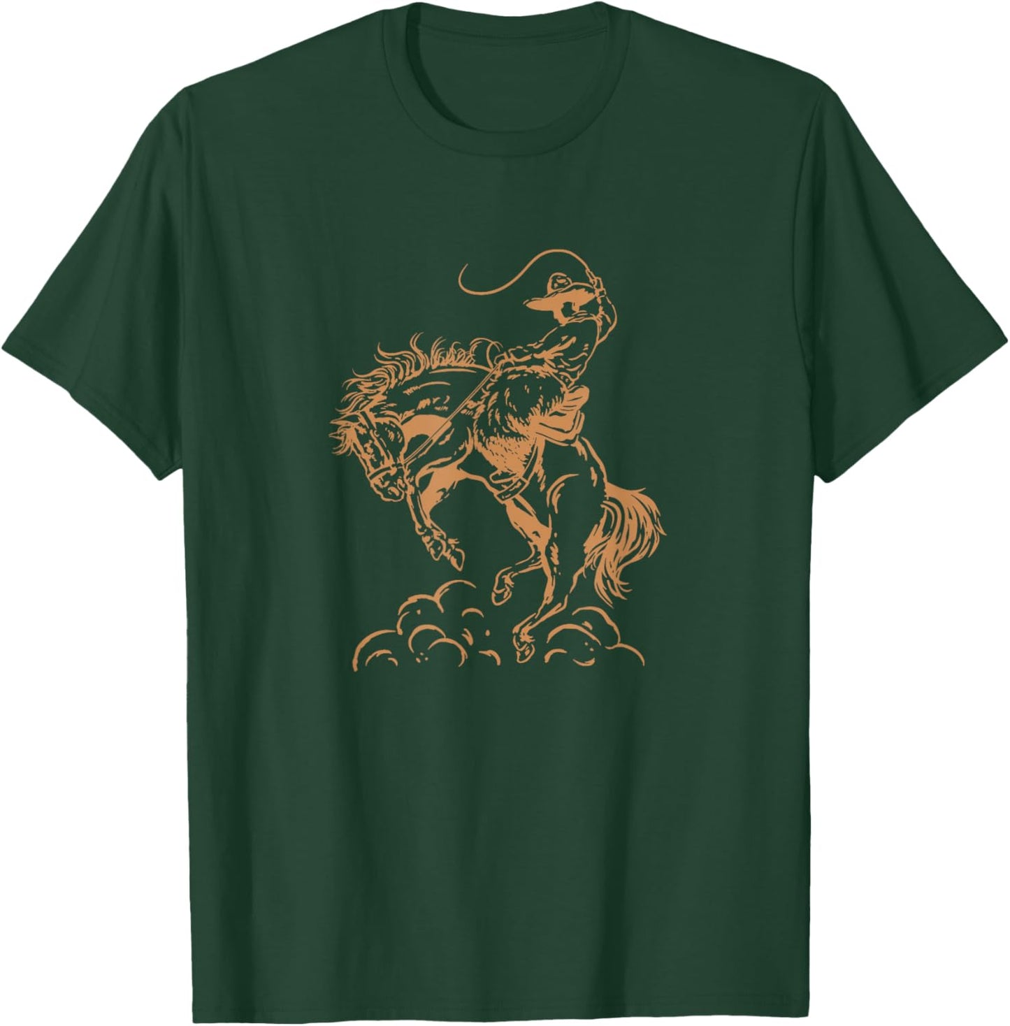 Tan Old West Cowboy Horse Bronc Rider Western Aesthetic T-Shirt - T-Shirt | Forest