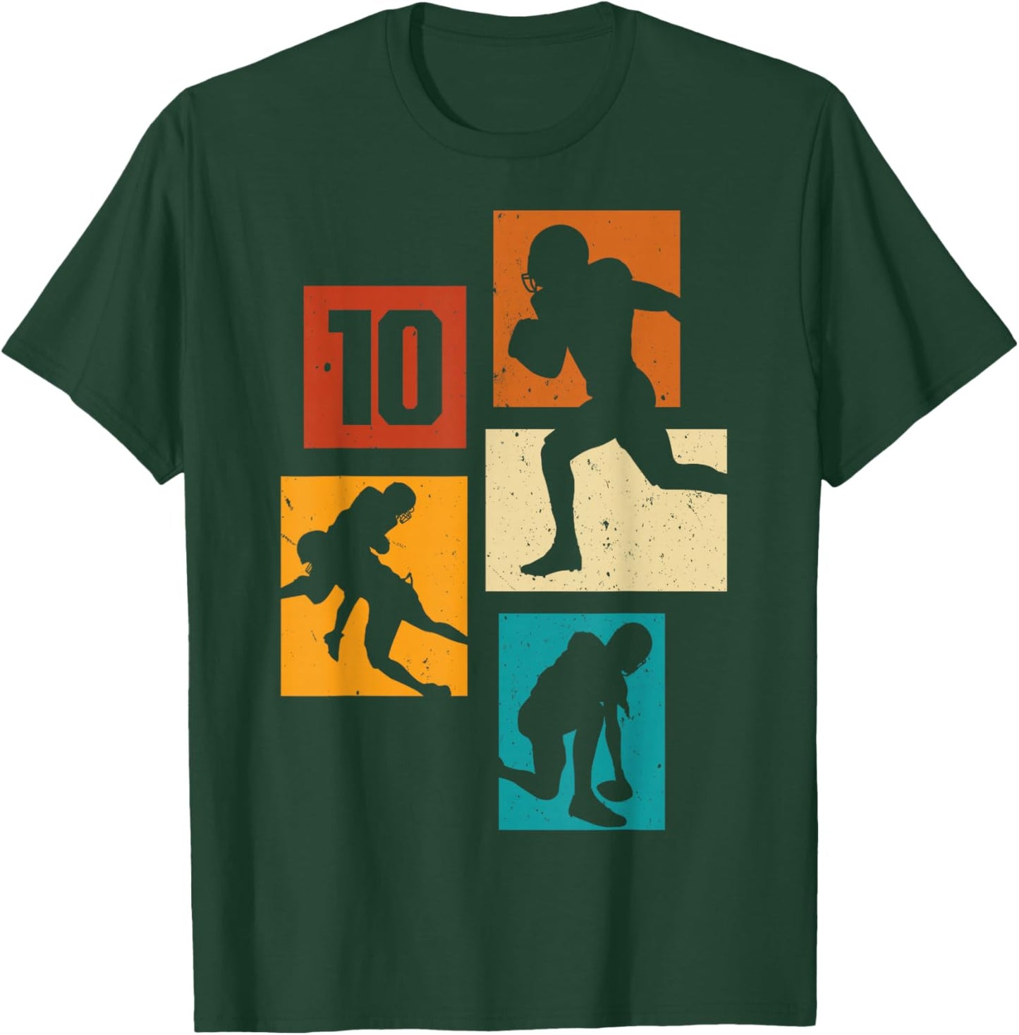 10th Birthday Retro American Football 10 Years Old Boy Girl T-Shirt - T-Shirt | Forest