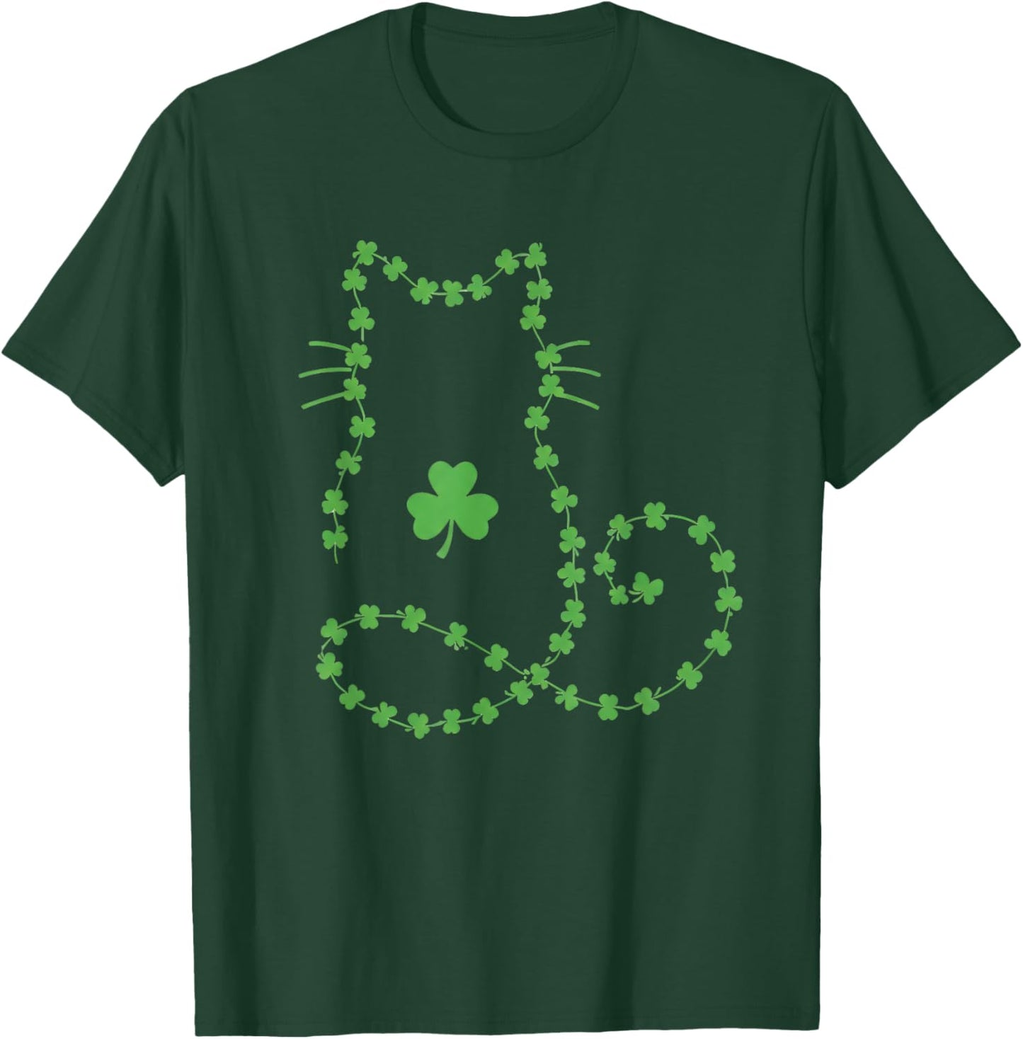 Cat St Patricks Day Shamrocks Retro Cute Kitten Lovers Pet T-Shirt - T-Shirt | Forest
