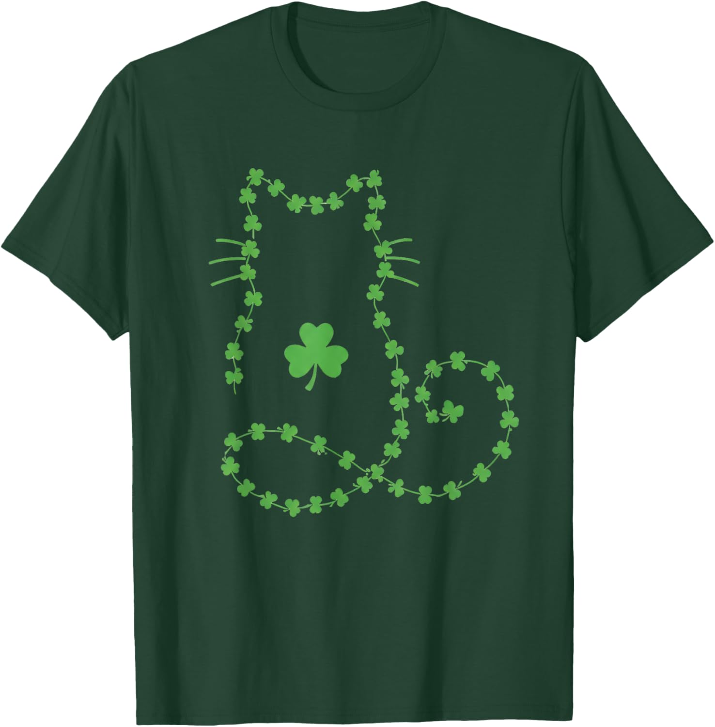 Cat St Patricks Day Shamrocks Retro Cute Kitten Lovers Pet T-Shirt - T-Shirt | Forest
