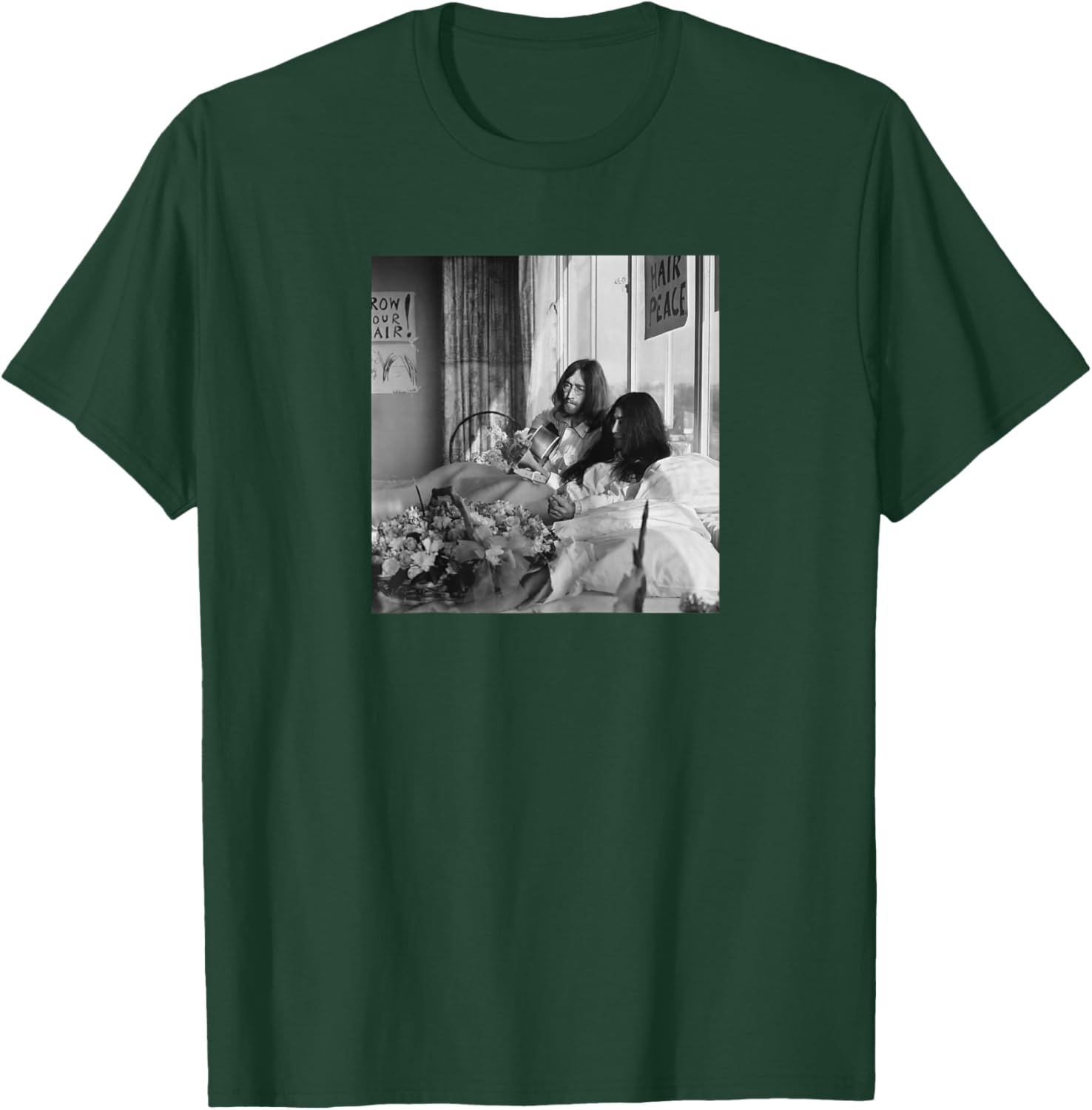 The Beatles John Lennon Yoko ONO Anti-War Bed-in 1969 Raglan Baseball T-Shirt - T-Shirt | Forest