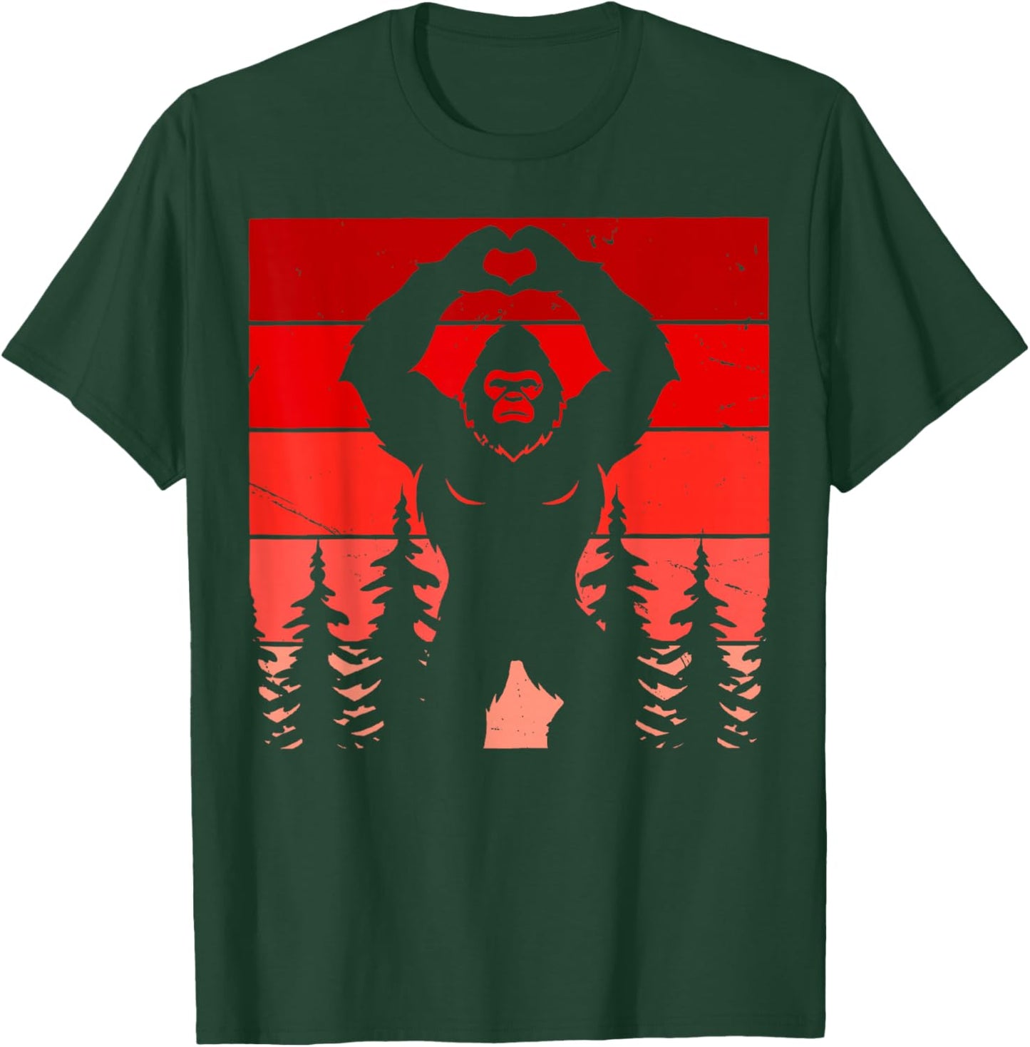 Retro Funny Bigfoot Sasquatch Heart Love Valentine Boy Men T-Shirt - T-Shirt | Forest