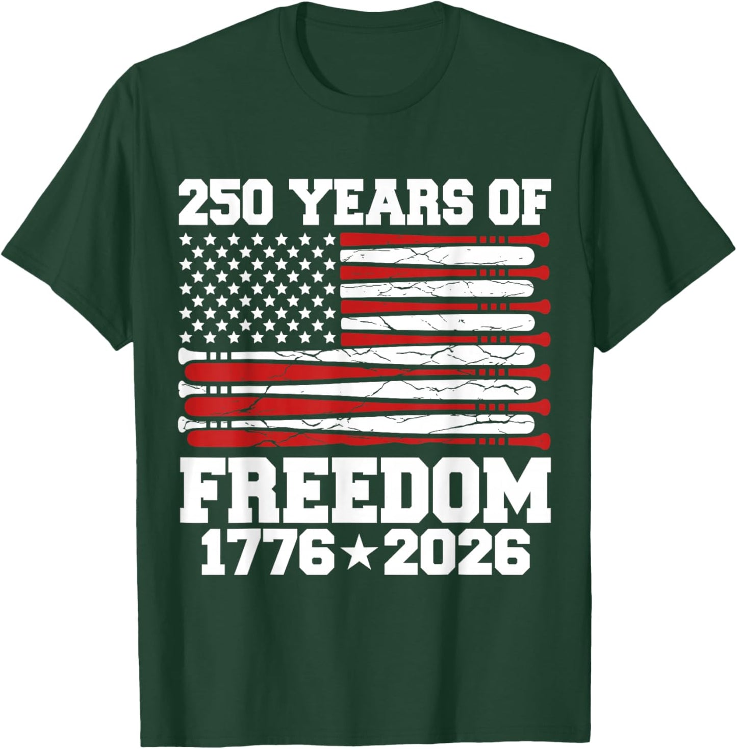 250 Years American 1776 2026 250th 4th July Baseball Kid Men T-Shirt - T-Shirt | Forest