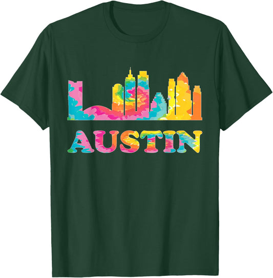Austin Retro Youth Jersey Clothing Kids Girls Tie Dye Austin T-Shirt - T-Shirt | Forest